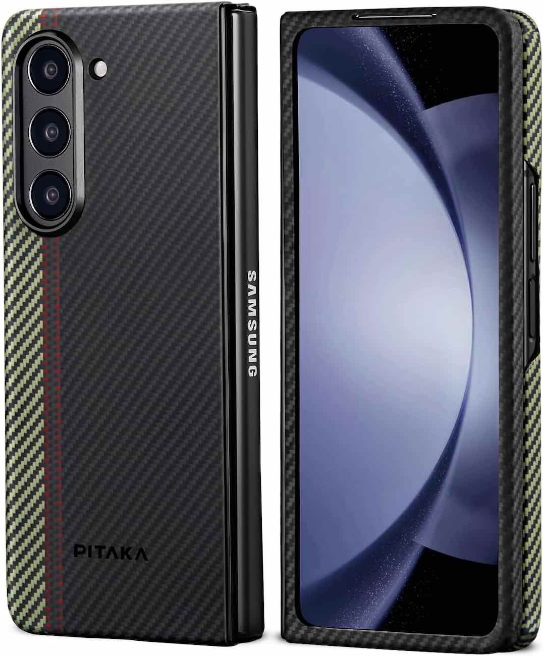 PITAKA Case for Samsung Galaxy Z Fold 5 / Carbon Fiber / Slim and Lightweight / Black Overture