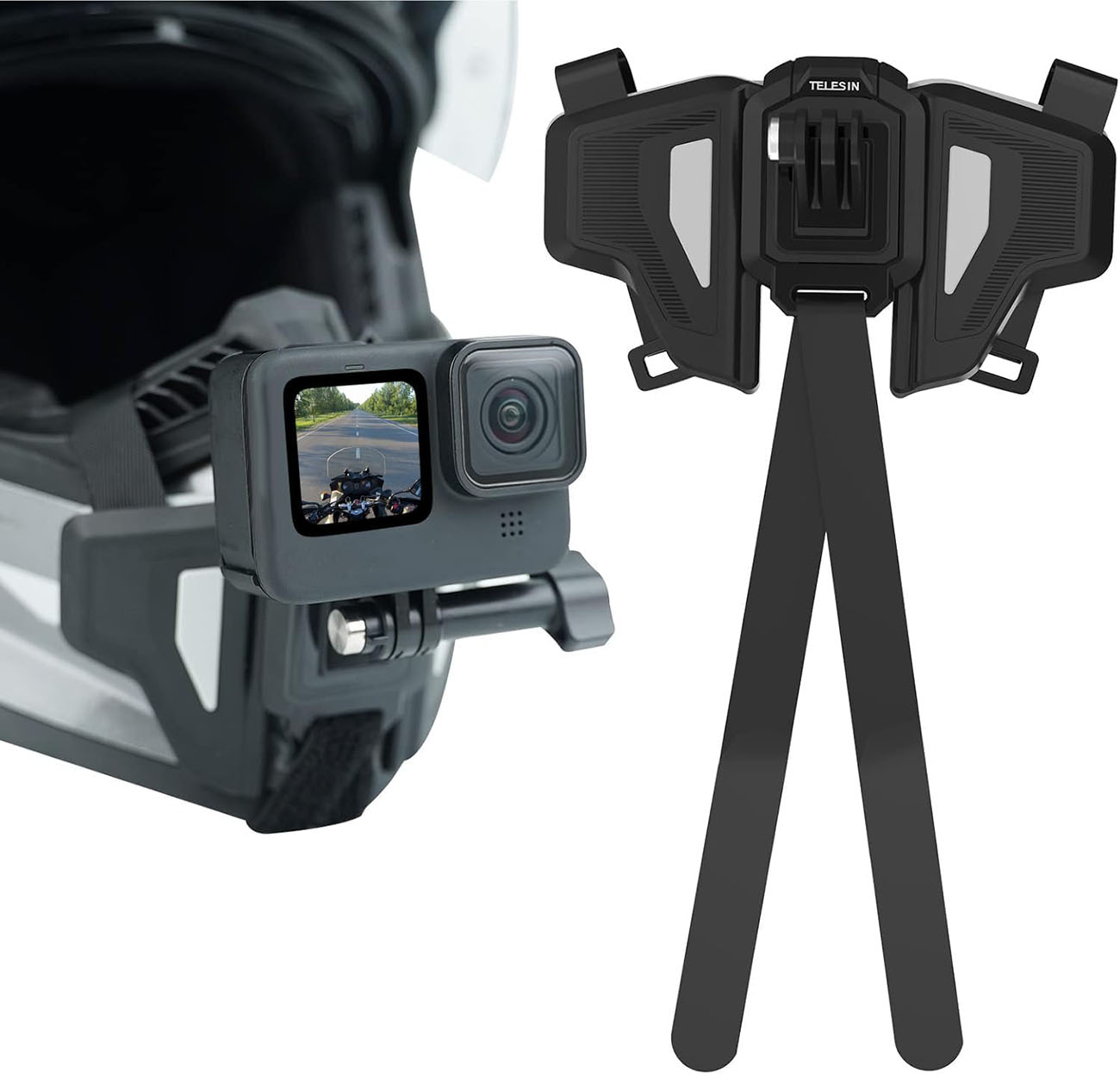 Telesin Helmet Mount Strap for Action Cameras & Phones / 2nd Gen / Flexible & Durable