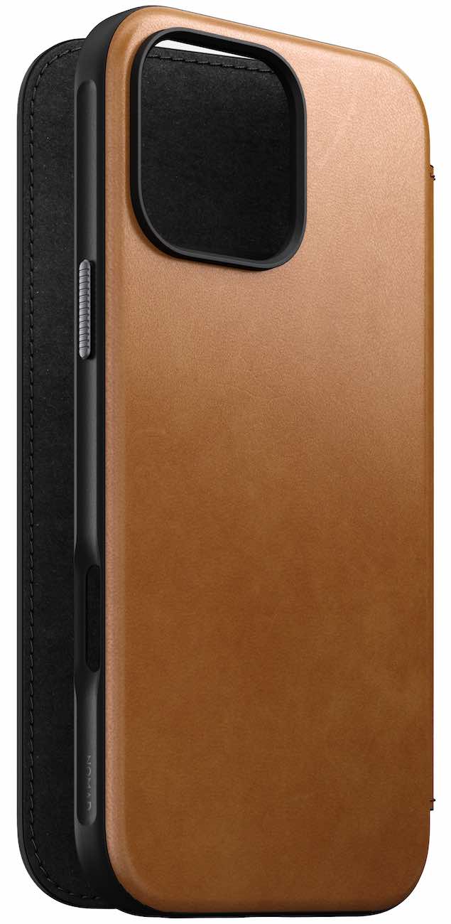 Nomad Leather Folio Case for iPhone 16 Pro / With Wallet / Screen Cover / MagSafe / English Tan