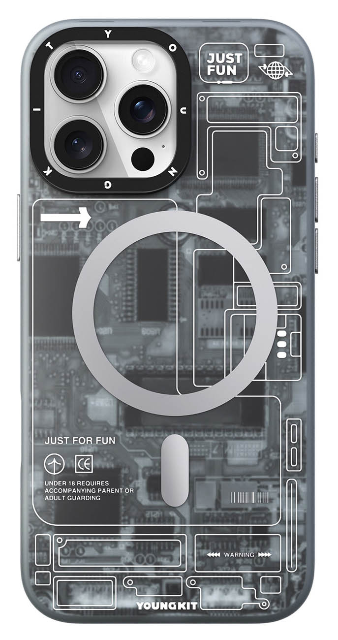 YoungKit Futuristic Case for iPhone 16 Pro Max / Support MagSafe / Drop Resistant / Grey