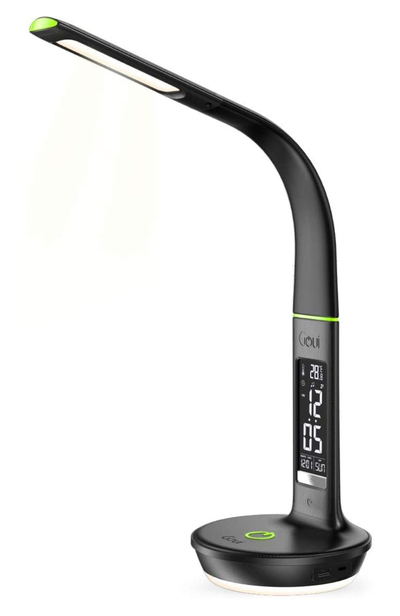 Goui Nuru Ultra Desk Lamp / Digital Clock With Wireless Charger & Speaker / Black