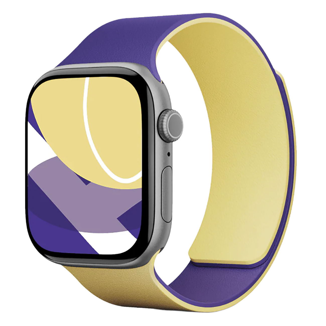 Moft Snap Apple Watch Band / 44 / 45 / 46 / 49 / Magnetic / Silicone / Reversible / Purple & Yellow