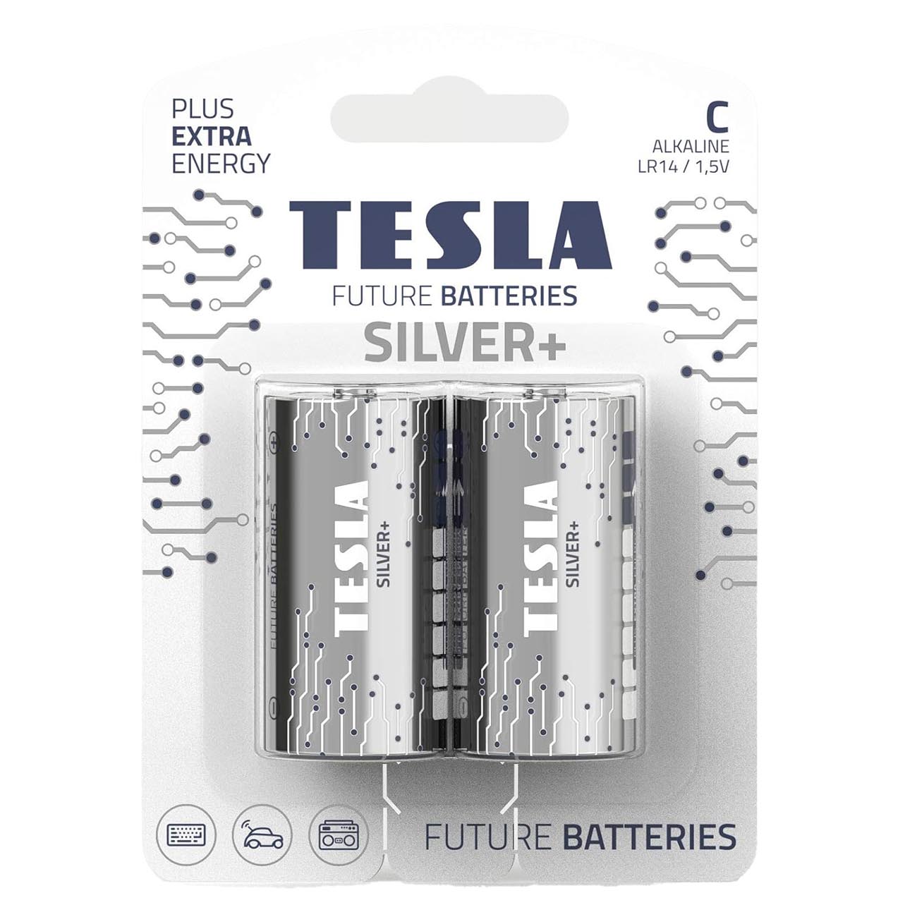 TESLA Silver+ C Batteries / Pack of 2