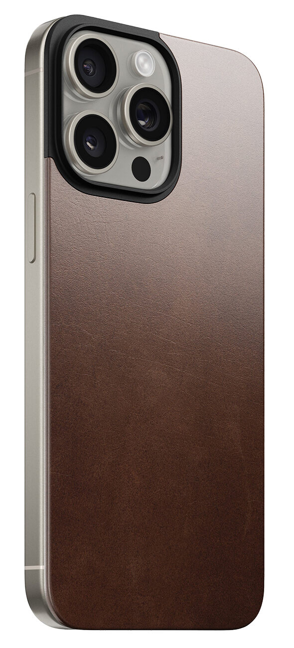 Nomad Magnetic Leather Back for iPhone 15 Pro Max / Brown Leather