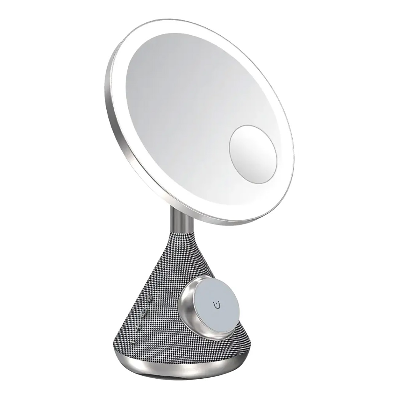 Porodo Makeup Mirror / Wireless Phone Charging / With LED Lighting / Built-in Speaker / Silver