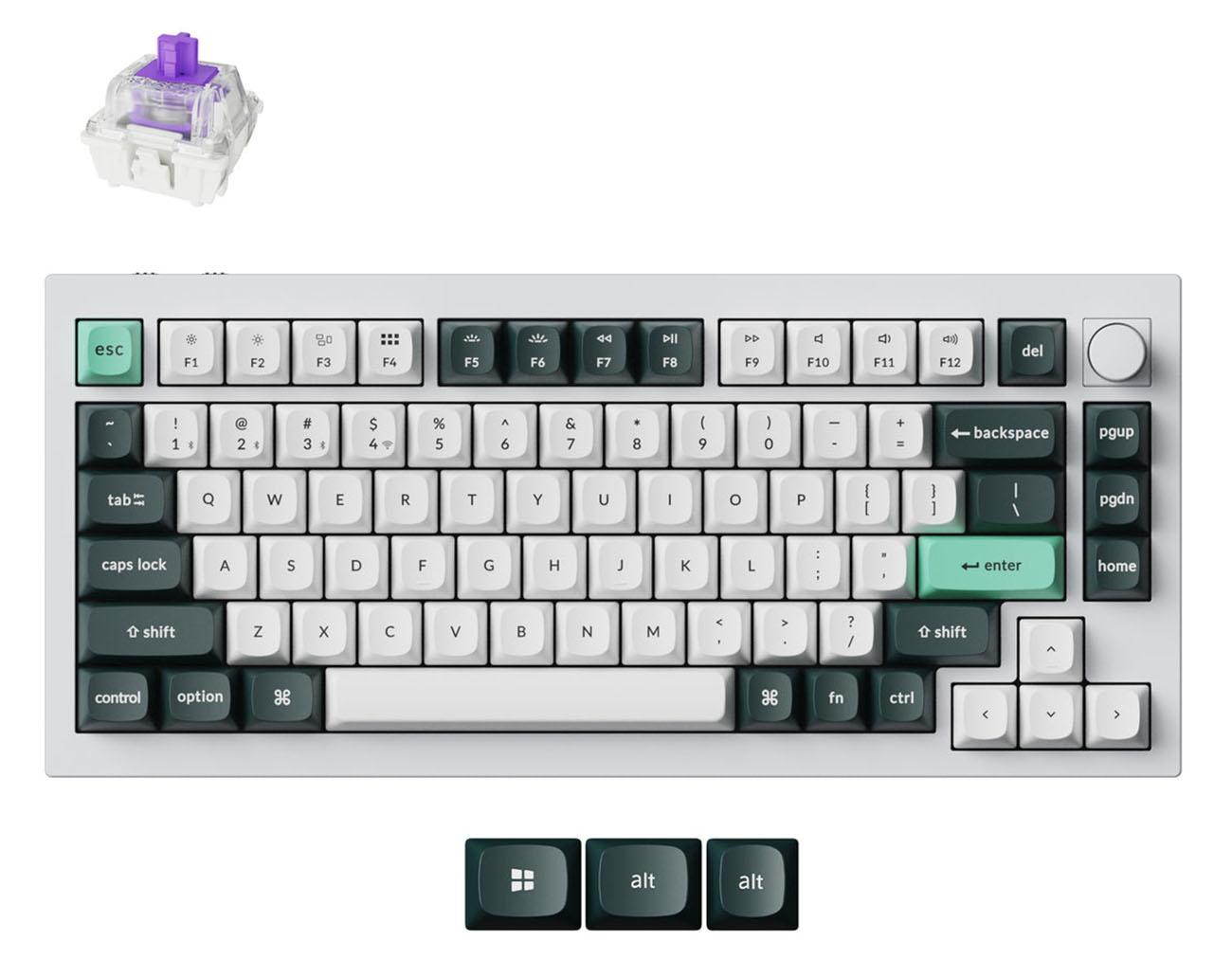 Keychron Q1 HE QMK Wireless Keyboard / Magnetic Switches / RGB Lighting / Arabic & English / White