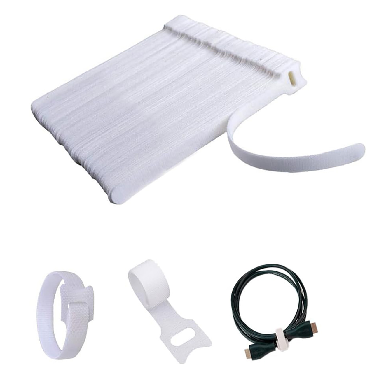 Cable Organizer Pack / Flexible & Reusable / 100 Pieces / White