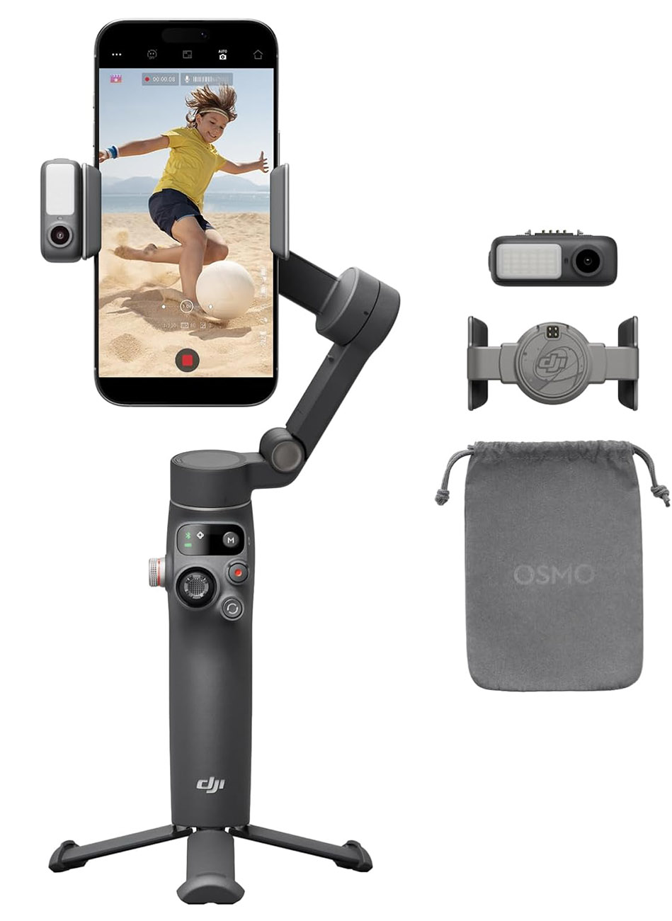 DJI Osmo 7 Pro Phone Stabilizer / Built-in Tripod / Extendable Arm & Larger Battery / Black