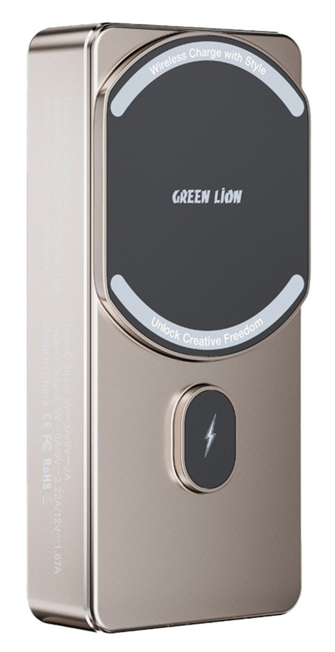 Green Milton Magnetic Power Bank / 10,000 mAh / Support MagSafe / 15W Power / Titanium