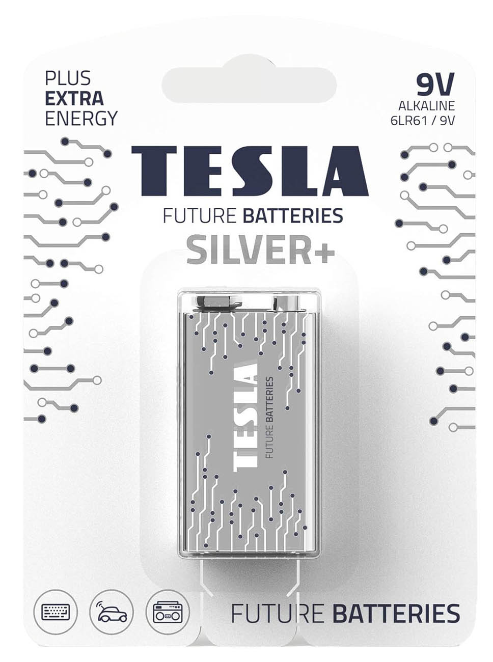 TESLA Silver+ 9V Battery / 1 Piece