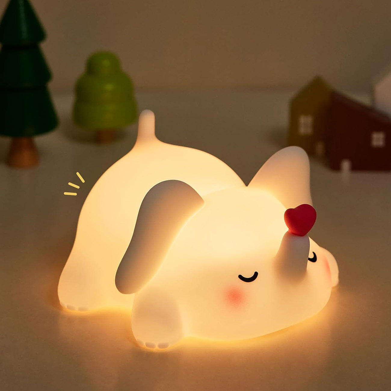 Cute Loving Elephant Light / Made of Soft Silicone / Squeezable & Soft / Battery-operated